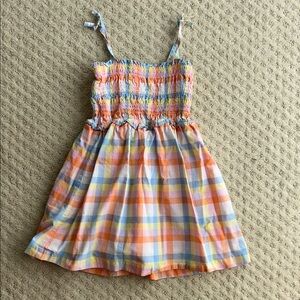 Janie and Jack Pastel Plaid Smocked Sundress - Peach, Blue, Yellow, Cream